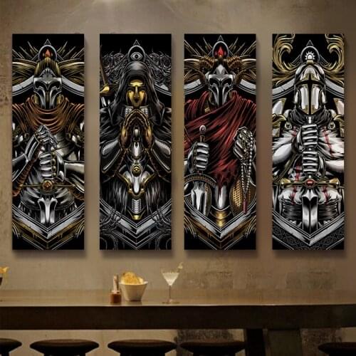 Modern Warrior Black Poster and Prints Canvas Painting Wall Art Decoration for Living Room Home Dining Room Game Center Decor