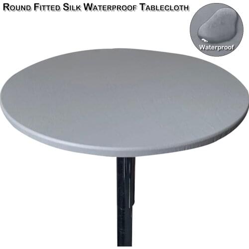 60-140cm Round Satin Tablecloth Outdoor Indoor Waterproof Table Cover Dining Room Elastic Edged Table Cloth Home Wedding Decor