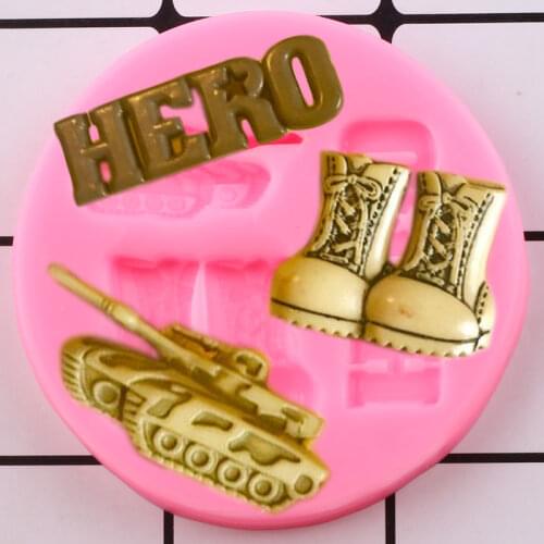 Military Boots Hero Army Tank Silicone Molds DIY Cupcake Fondant Cake Decorating Tools Candy Clay Chocolate Jewelry Resin Mould