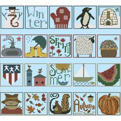 Four Seasons patterns Counted Cross Stitch 11CT 14CT DIY Chinese Cross Stitch Kits Embroidery Needlework Sets home decor