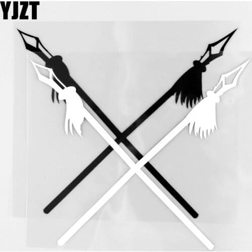 YJZT 14.5CM×15.0CM Weapon Design Red Tassels Vinyl Decal Creative Body Decoration Sticker Personalized Car Sticker 1C-0143