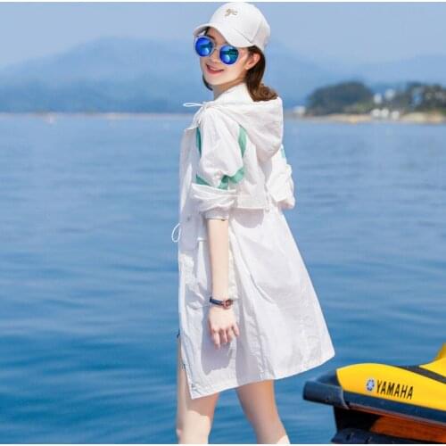 Sun Protection Clothing Women Summer 2021 New Korean Thin Trench Coat Female Hooded Casual All-match Jacket Tide aq406