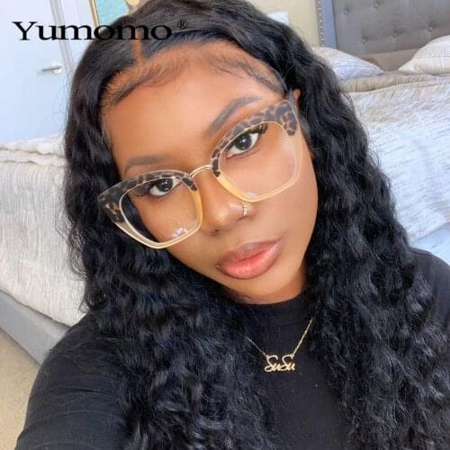 Oversized Leopard Gradient Square Eyeglasses Women 2021 Fashion Anti Blue Light Optical Glasses Clear Lens Eyewear Vintage