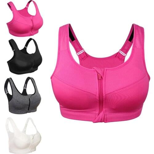 1PC 5XL Women Zipper Push Up Sports Bras Vest Underwear Shockproof Breathable Gym Fitness Athletic Running Sport Tops