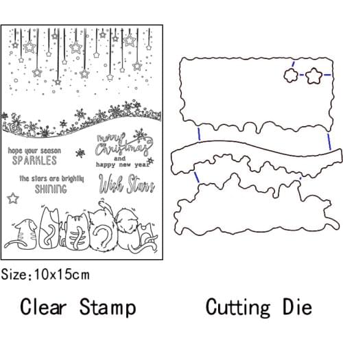 ZhuoAng Christmas Ornaments Dies and Clear Stamp Set for DIY Scrapbooking Photo Album Decoretive Embossing Stencial