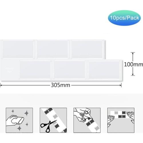 10 sheets --Bathroom & Kitchen 3D Waterproof Wall Sticker Tiles DIY White Subway Wallpaper
