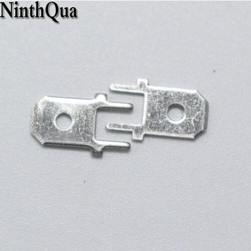100pcs 6.3 Insert Elbow Solder Terminals 6.3mm Copper Male Crimp PCB Block Board Terminals