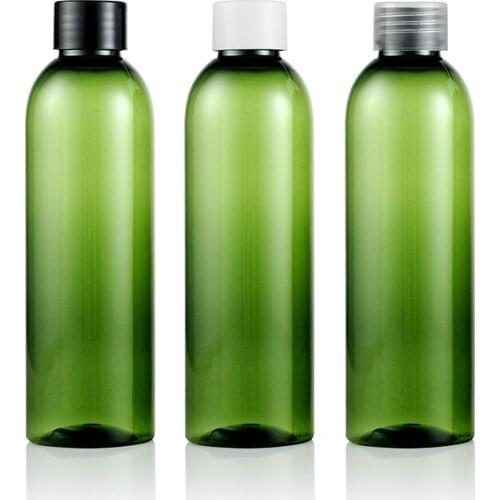 200ml Dark Green Round Bottle Plastic Ordinary Cover Bottle 10PCS/LOT
