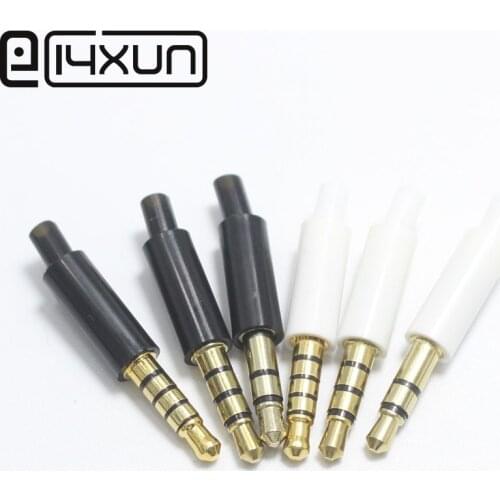 4 Pcs DIY Mini 3.5mm Stereo Headset Jack 3/4/5 Pole 3.5 Audio Plug Adaptor Connector White and Black Gold plated