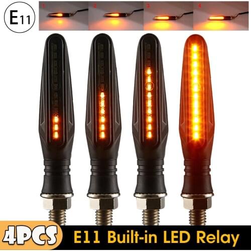 4pcs Led Motorcycle Turn Signals Light Tail Flasher Flowing Water Blinker Ip68 Bendable Motorcycle Flashing Smoke Amber Lights
