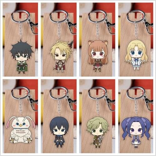 10 pcs Anime The Rising of the Shield Hero Acrylic Keychain Toy Figure Bag Pendant Double sided Key Ring toy