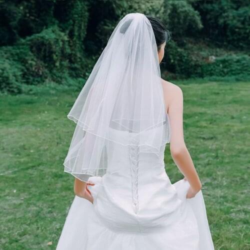 White Ivory Wedding veil With Comb Two Layers Tulle Welon Wedding Accessories Short Bridal Veil Voile Mariage Velo Novia
