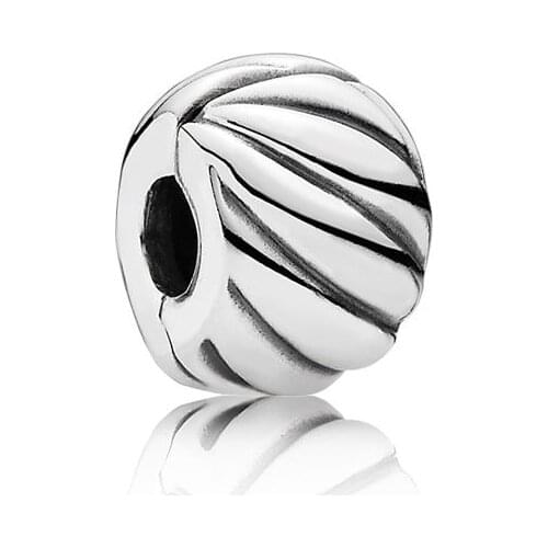 Free Shipping 100% Real 925 Sterling Silver Feathered Clip Charm Fit Pandora Bracelet Bangle Clip Bead DIY Jewelry For Women Gif