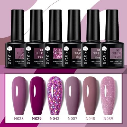 UR SUGAR Purple Glitter Gel Nail Polish 7.5ML Shiny Gel Polish Soak Off Nail Gel With Sparkles Effect For Nail Art Design