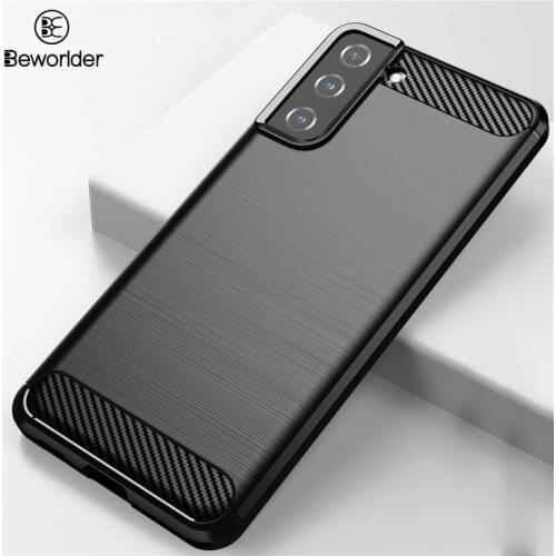 TPU Case For Samsung Galaxy S21 Ultra Carbon Fiber Full Protect Soft Silicone Back Cover For Samsung S21 Plus S21FE Phone Cases