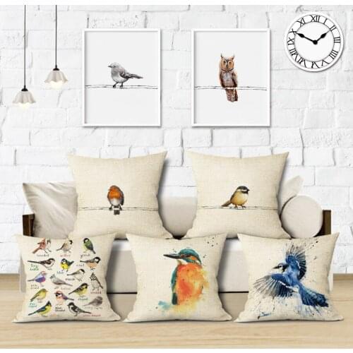 Animal Series Birds Decorative Pillow Throw 45Cmx45Cm Square Cushions Home Decor Sofa Bed 3D Lumbar Custom Cushion Cover