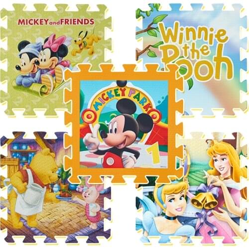 Disney Mickey Mouse Baby Play Mat EVA Foam Play Puzzle Mat 9pcs/lot Floor Carpet and Rug for Kids Pad Baby Activity Center