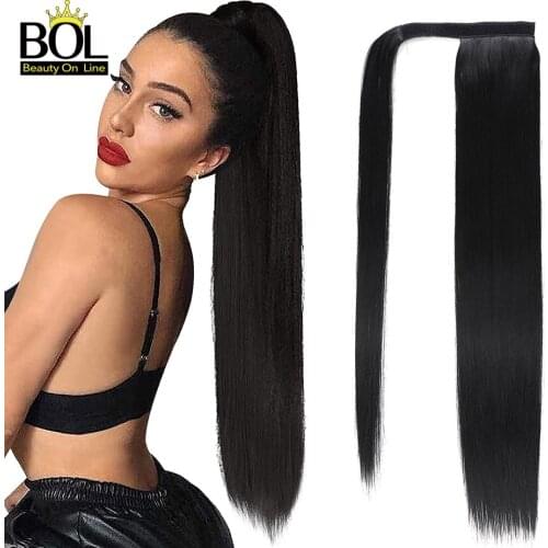 BOL Long Straight Ponytail 28Inch 70cm Wrap Around Ponytail Clip in Hair Extensions Natural Hairpiece Headwear Synthetic Hair