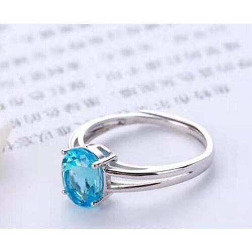 Sleek minimalist gemstone jewelry 925 silver topaz ring adjustable