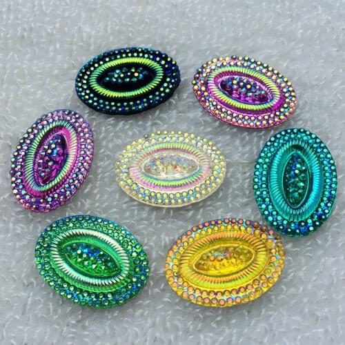 DIY 20pcs Resin Rhinestones Oval Stones and Crystals Strass Crystal For clothing Crafts -E45A