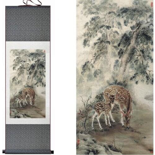 Sika deer painting traditional Chinese Art Painting Home Office Decoration Chinese painting deer painging