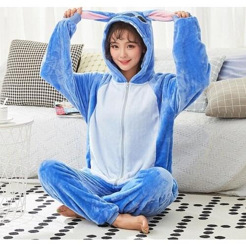 Panda Totoro Onesies Unisex Winter Stitch Unicorn Onesies Women Men Nightwear Anime Costumes Adults Flannel Sleepwear Pajamas