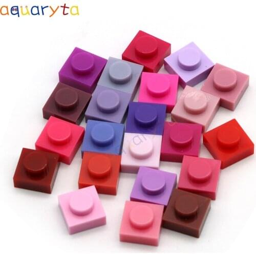 Aquaryta DIY Blocks Building Bricks 550pcs RED & PURPLE Series Thin 1X1 BulkCompatible 3024 Pixel Painting Materials Toys GIFT