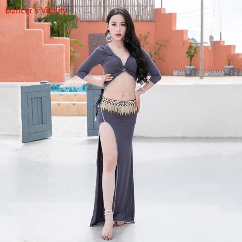 Belly Dance Suit Modal V-Neck Top Long Skirt Practice Clothes Female Adult High-end Set Profession Performance Clothing