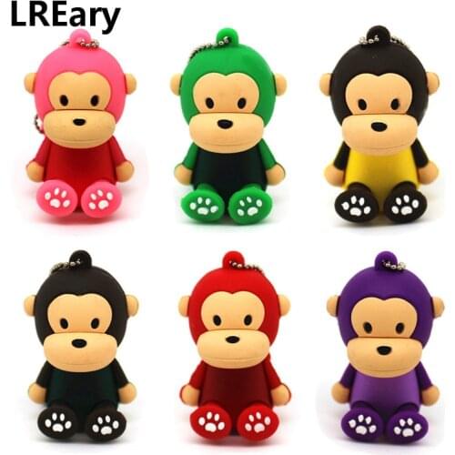 Hot Sale Mini animal Cartoon Cute Monkey USB Flash Drive 128GB Pendrive 4GB 16GB 32GB 64GB USB Stick Memory Storage Pen Drive