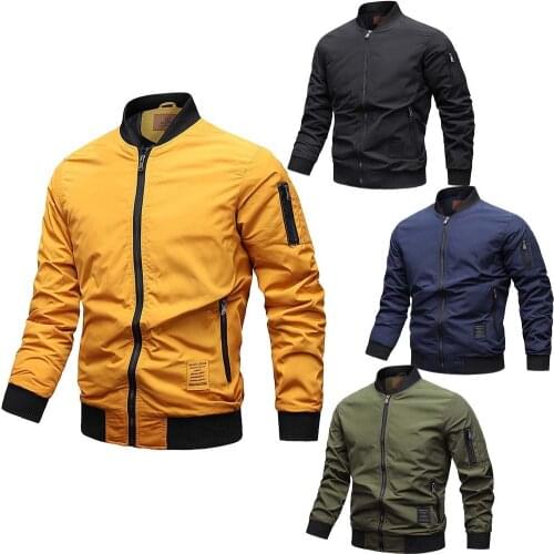2021 New Mens Jackets Autumn Military Fashion Male Windbreaker Stand Collar Baseball Coats Bomber Jacket Streetwear Clothing