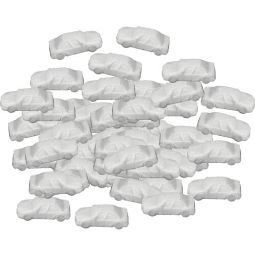 Pack of 50 Miniature Table Scenes Cars Park Street Road Model Building White
