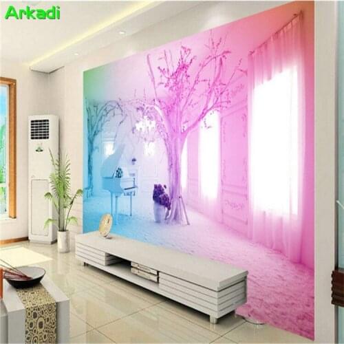 3D Dream Pink Piano Landscape Photo Winter Snow Abstract Wallpaper Living Room Bedroom TV Sofa Wall Custom Size Fresco