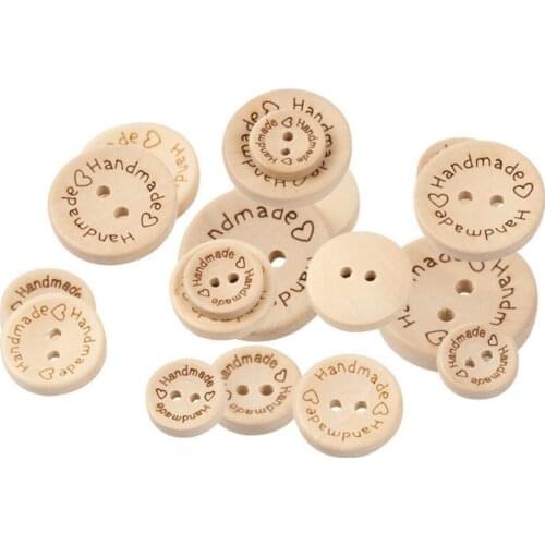 15/20/25mm Natural Round Bowl Button Handmade Letter Pattern Wedding Festival Decoration DIY Clothing Bags Sewing Accessories