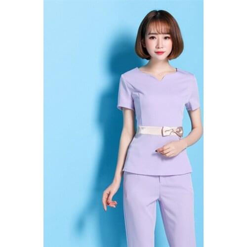New 2020 Beauty Uniforms Korean Spa Salon Beautician Clothing Nail Massage Therapist Uniform Top Quality Massage Clothing AS301