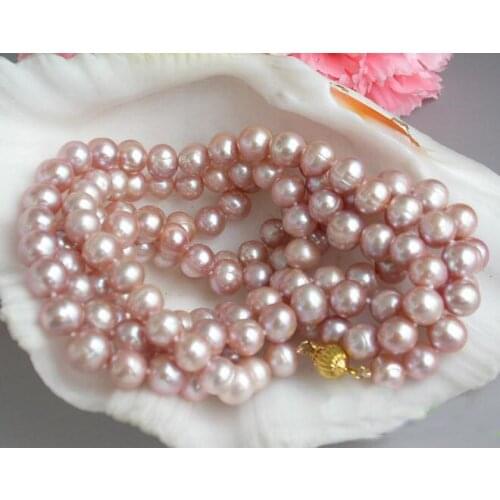 New Arriver Real Pearl Jewellery,50inches Long Pearl Necklace,9-10mm Round Lavender Color Freshwater Pearl Necklace