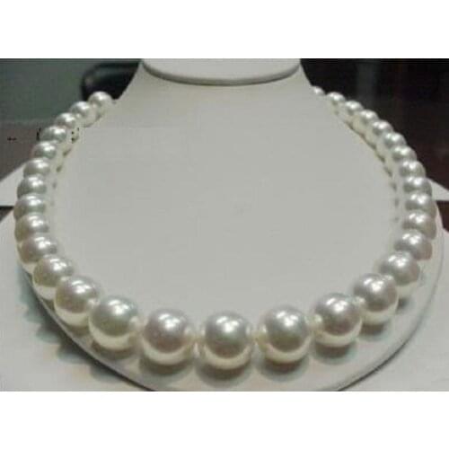 HUGE 18"AAA+ 12MM PERFECT ROUND SOUTH SEA WHITE PEARL NECKLACE > jewerly free shipping