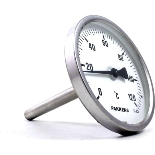 Pakkens 100mm Dial Rear Connection Thermometer 1/2 '' Aluminum Temperature Gauge Meter Liquid Water