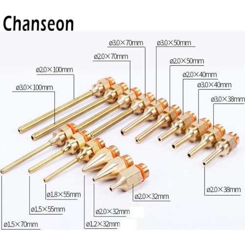 Chanseon Hot Melt Glue Gun Long Nozzle Copper For 40W 60W 80W 100W 150W Glue Gun 2.0x100mm 2.0x70mm 2.0x50mm 3.0x38.5mm 2.0x32mm