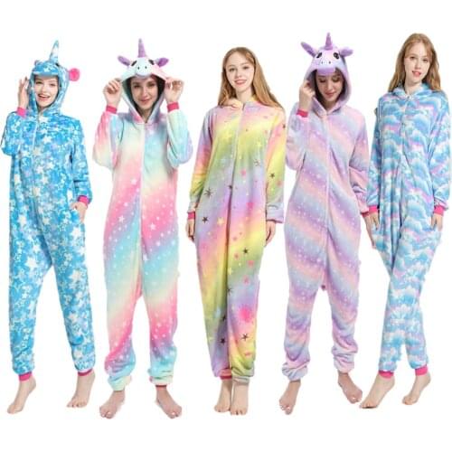 Winter Flannel Family Matching Pajamas for Kids and Adult Kigurumi Unicorn Sleepwear Pyjamas Boys Girls Homewear Unicorn Onesies