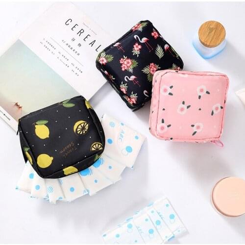 Portable Girl Womens Cosmetic Coin Card Storage Bag Sanitary Pad Napkin Sundries Container Organizer Pouch Pocket Bag