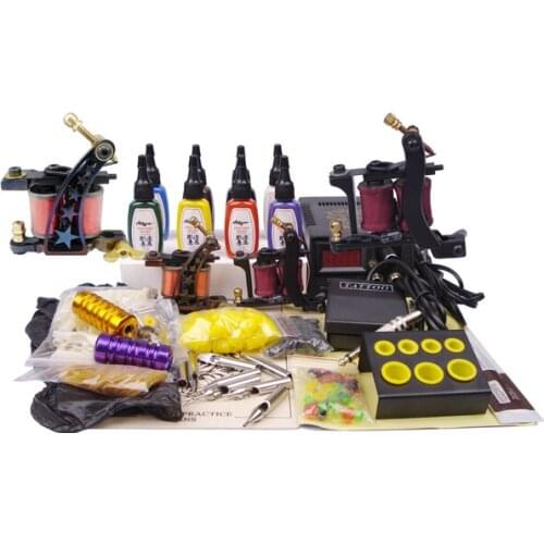 Professional piercing set 2 guns complete tattoo set make up permanent machine tattoo kits sale