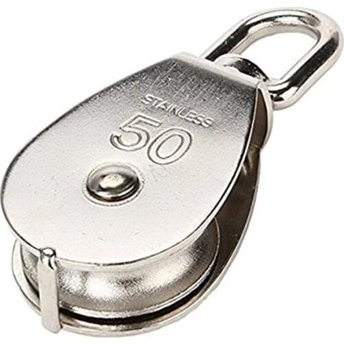 Wire Pulley Stainless Steel M50 Heavy Duty Single Wheel Swivel Lifting Rope Pulley Block 400KG Loading Capacity For Wire Rope