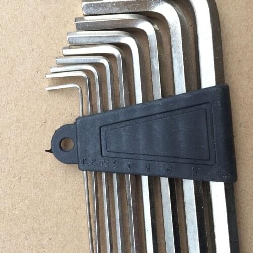Factory sell directly Nickel plated set of Allen wrench 9 sets Flat head L-shaped high strength hexagon tool