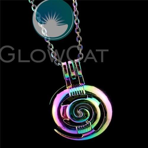 R-C699 Rainbow Colors Snail Beads Cage Pendant Perfume Diffuser Aromatherapy Pearl Cage Locket Necklace