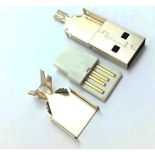 5sets 3 in 1 A Type USB 2.0 male Jacks Plug Soldering 2.0 USB Power Data Ports Connectors for DIY Repairs