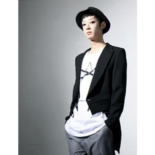 S-6XL ! 2021 Mens clothing GD Hair Stylist fashion Front short Back long Swallowtail Suit the host plus size Singer costumes