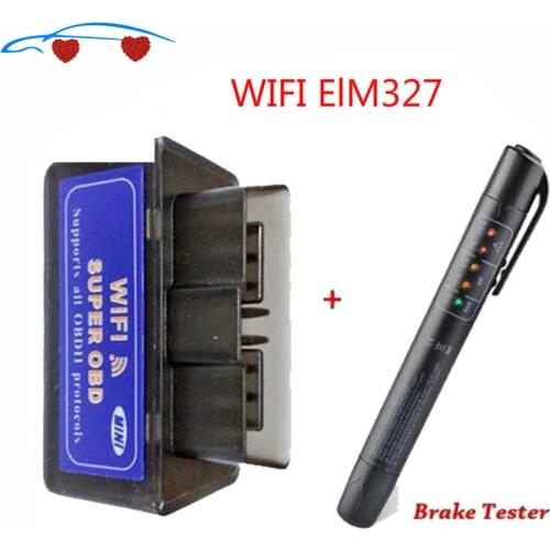 Super Elm327 V1.5 WIFI OBD2 Code Reader ELM 327 OBDII V1.5 Diagnostic Tool Brake Fluid Tester Pen Android/IOS Car Scanner