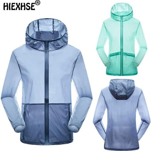 Sun Protection Clothing Men Women Outdoor activities Thin Long Sleeve Breathable Hooded Hiking Sport Jacket Riding Fish Clothes