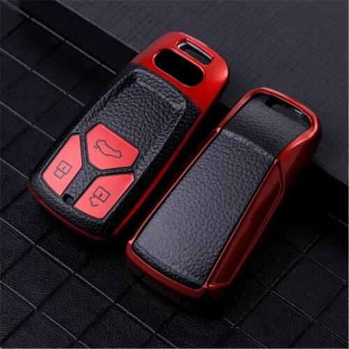 TPU Car Key Case Cover holder for Audi 2018 2019 A4 Allroad B9 Q5 Q7 TT TTS Remote Smart Key Case Cover 3 Buttons Auto Keychain