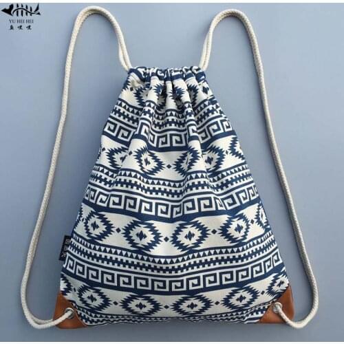 High Quality Canvas Handmade Bohemian Backpack Bag Bags Women Drawstring Womens Backpacks Girl School Books Bags free Bandana